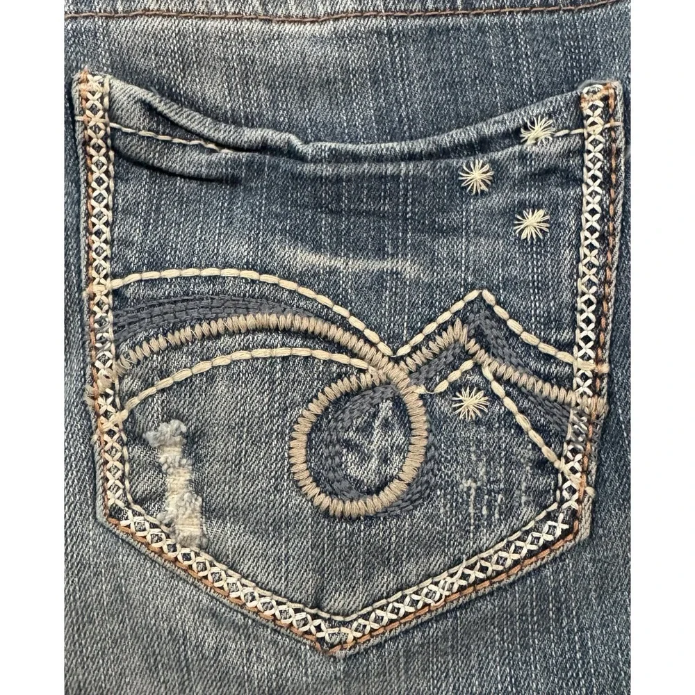 Vanity Jeans Women's *fits 28x32 Tall Blue Y2K Low Rise Flare Hippie Festival - Picture 8 of 14